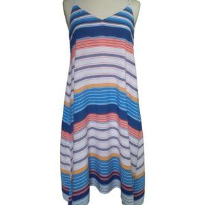 Antibes Blanc Nautical Spaghetti Strap Maxi Dress, Size M